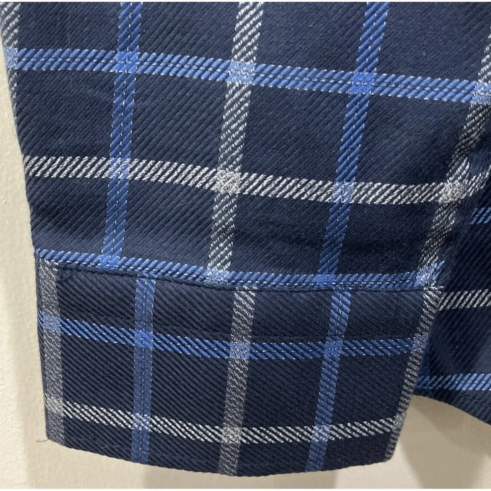 johnnie-O Fayette Button‎ Up Shirt Wake Checked Cotton Blue Medium NWT $168
